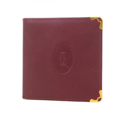 ★SALE【6eb1641】カルティエ 財布 マスト レザー ボルドー ゴールド金具【中古】メンズ