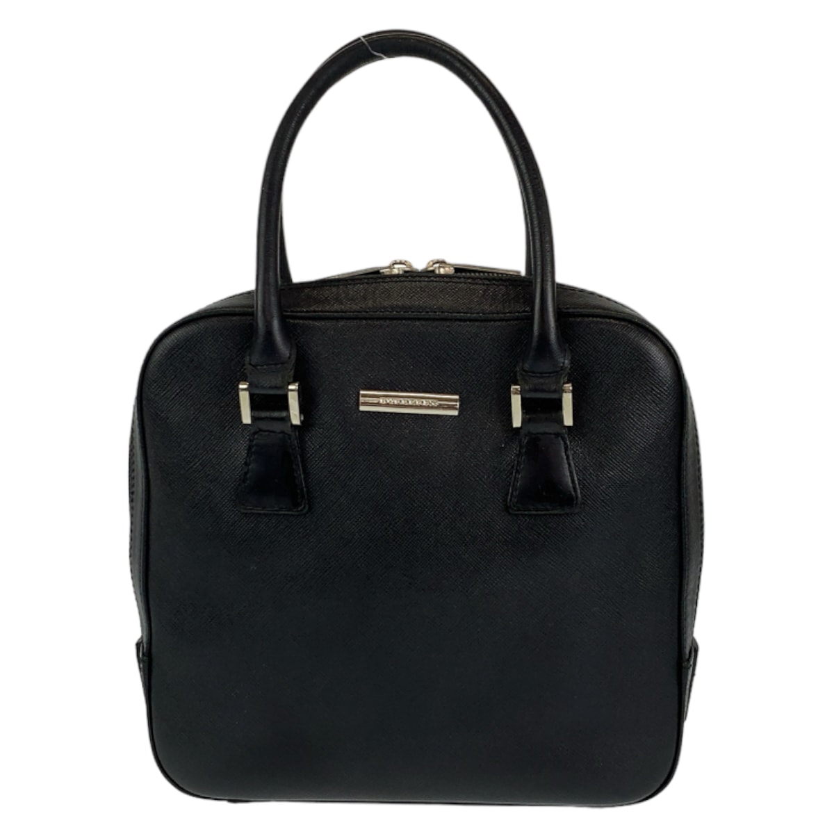 美品 BURBERRY バーバリー 中チェック柄 ブラック 黒 シルバー金具 レザー ハンドバッグ トートバッグ 506413 【中古】