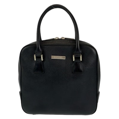 美品 BURBERRY バーバリー 中チェック柄 ブラック 黒 シルバー金具 レザー ハンドバッグ トートバッグ 506413 【中古】