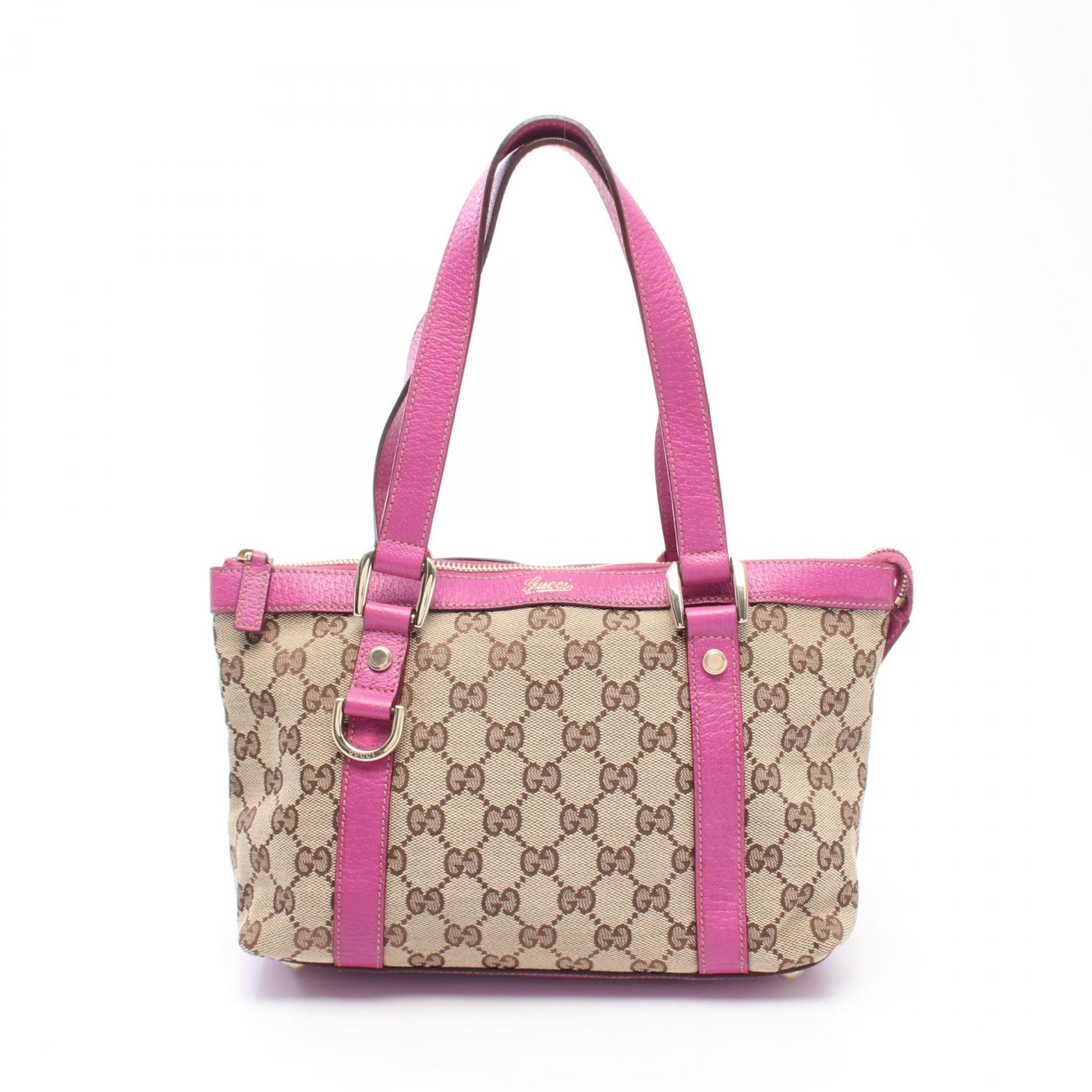 グッチ GUCCI アビー GGキャンバス トートバッグ バッグ キャンバス レザー レディース ベージュ系 / ブラウン系 / パープル系 141471 【中古】