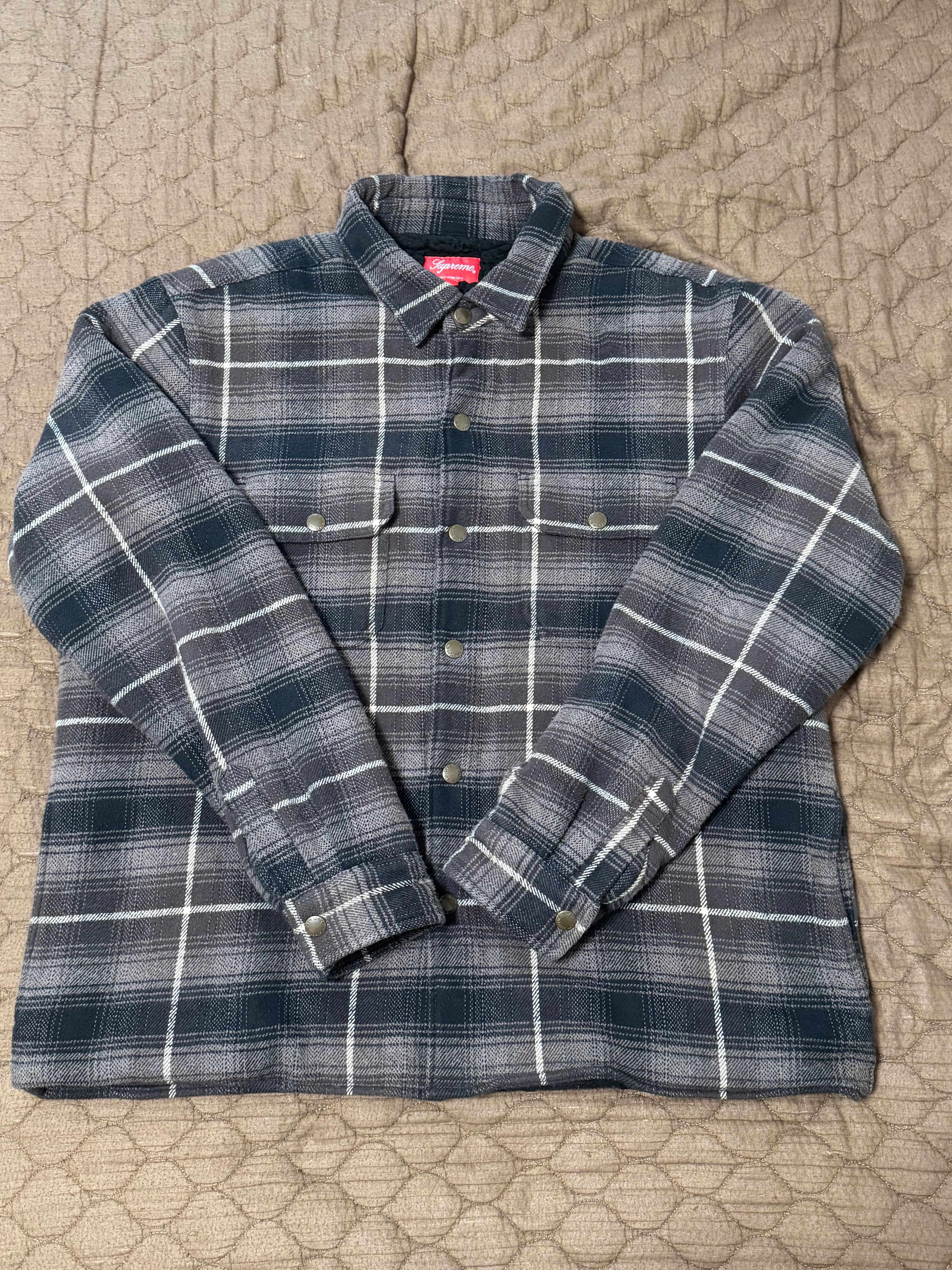 Supreme Shearling Lined Flannel Shirt 