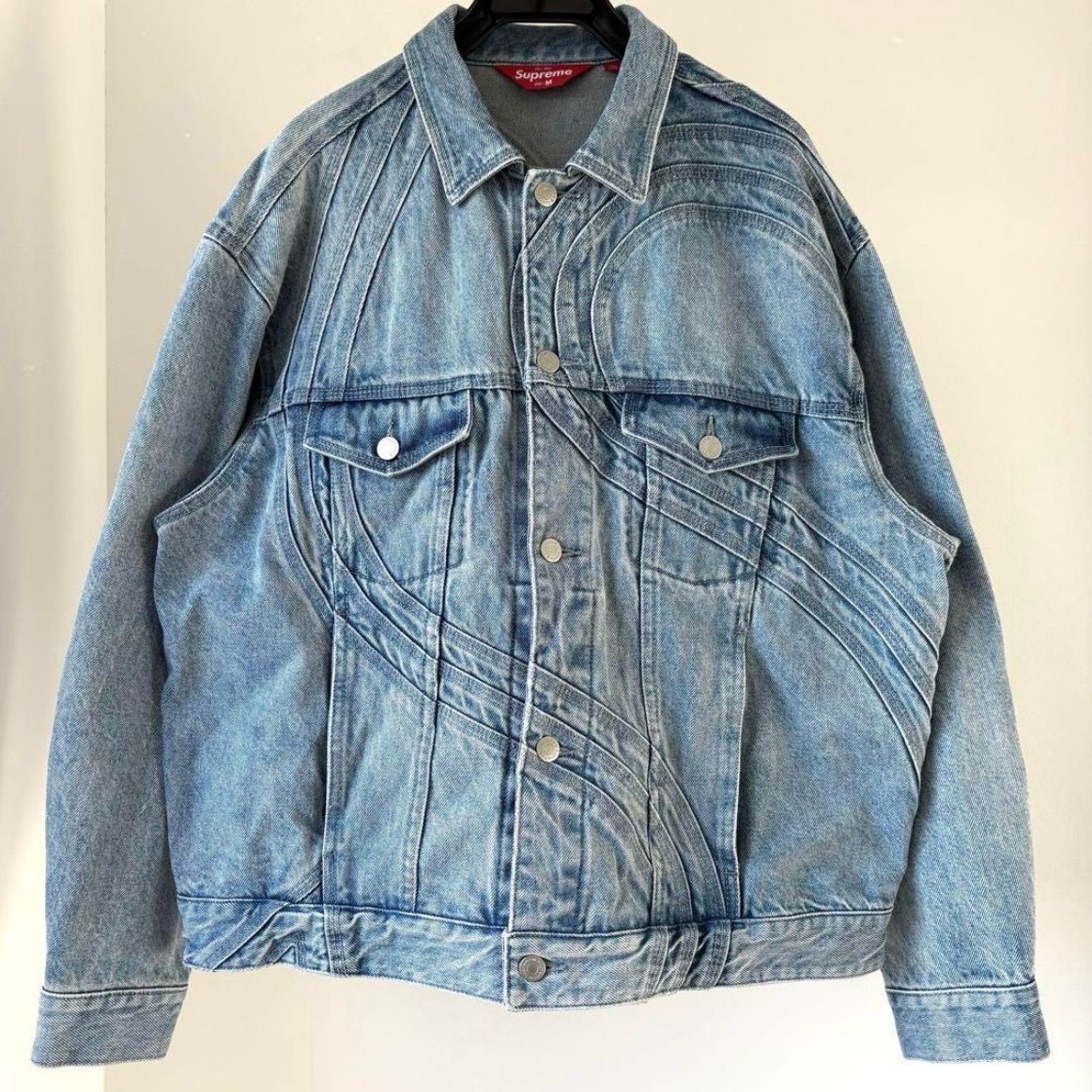 Supreme S Logo Denim Trucker Jacket "Washed Blue"
