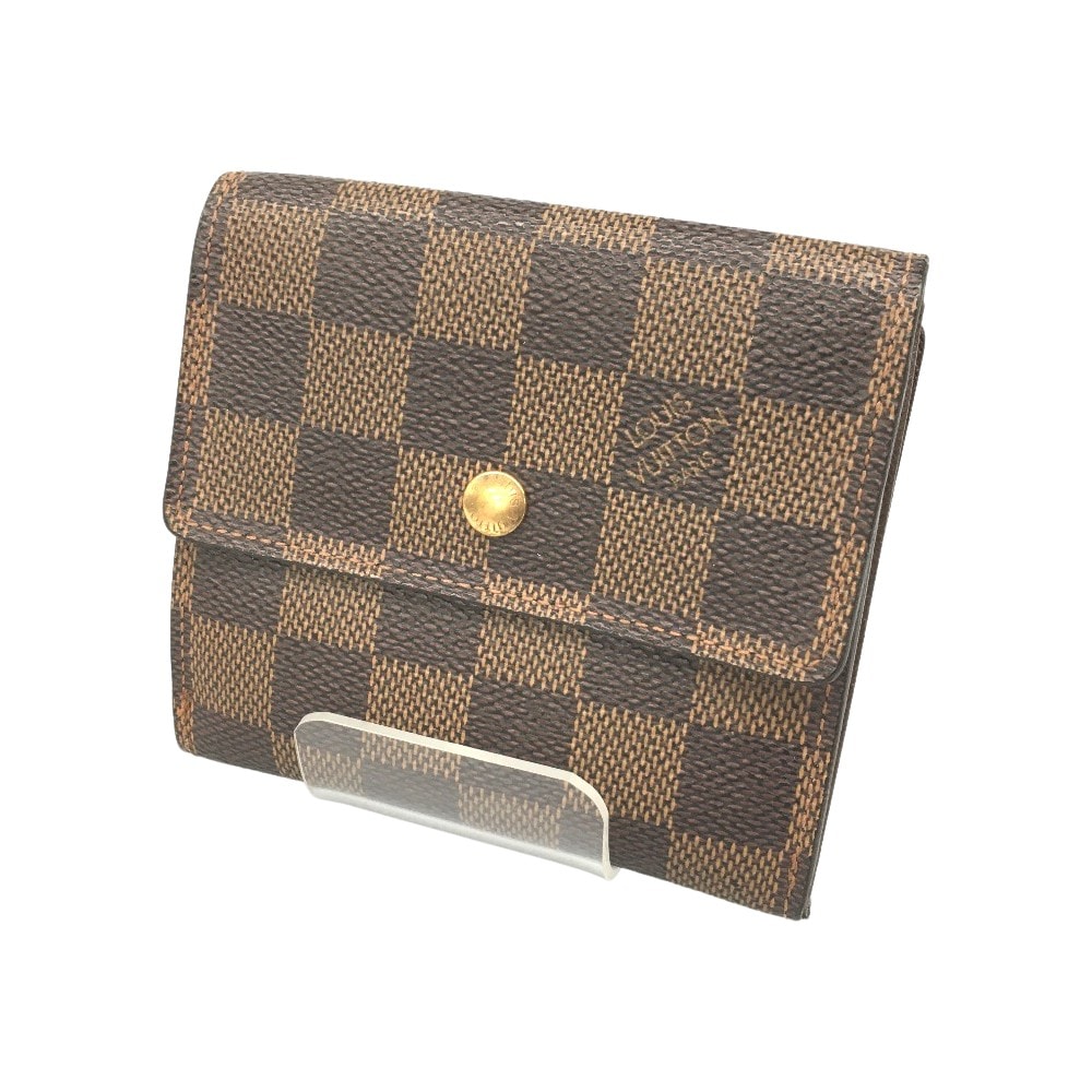 △△LOUIS VUITTON ルイヴィトン ダミエ ポルトモネビエカルトクレディ Wホック財布 三つ折り N61652 ブラウン
