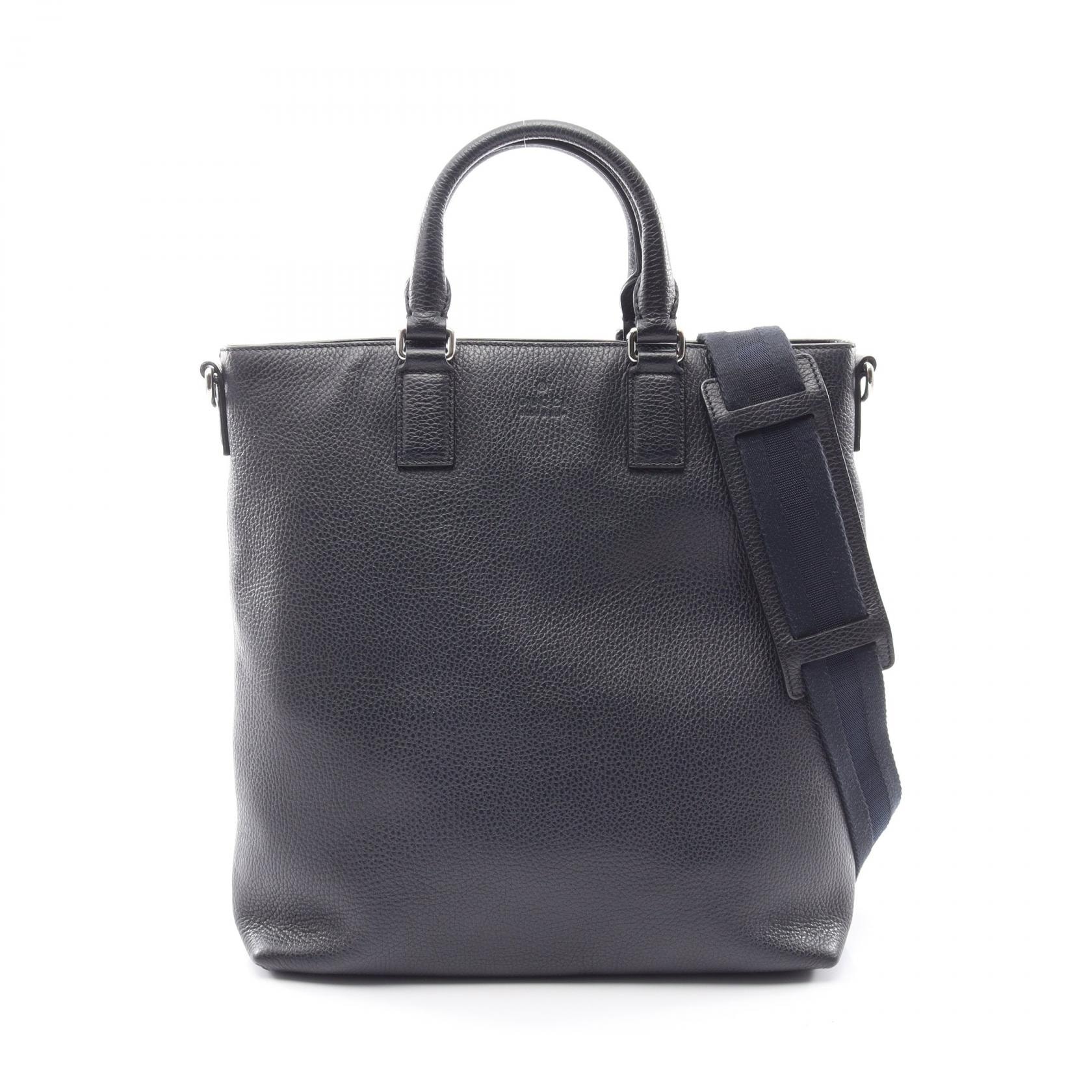 グッチ GUCCI 2WAY トートバッグ バッグ レザー メンズ レディース ネイビー系 387078 【中古】