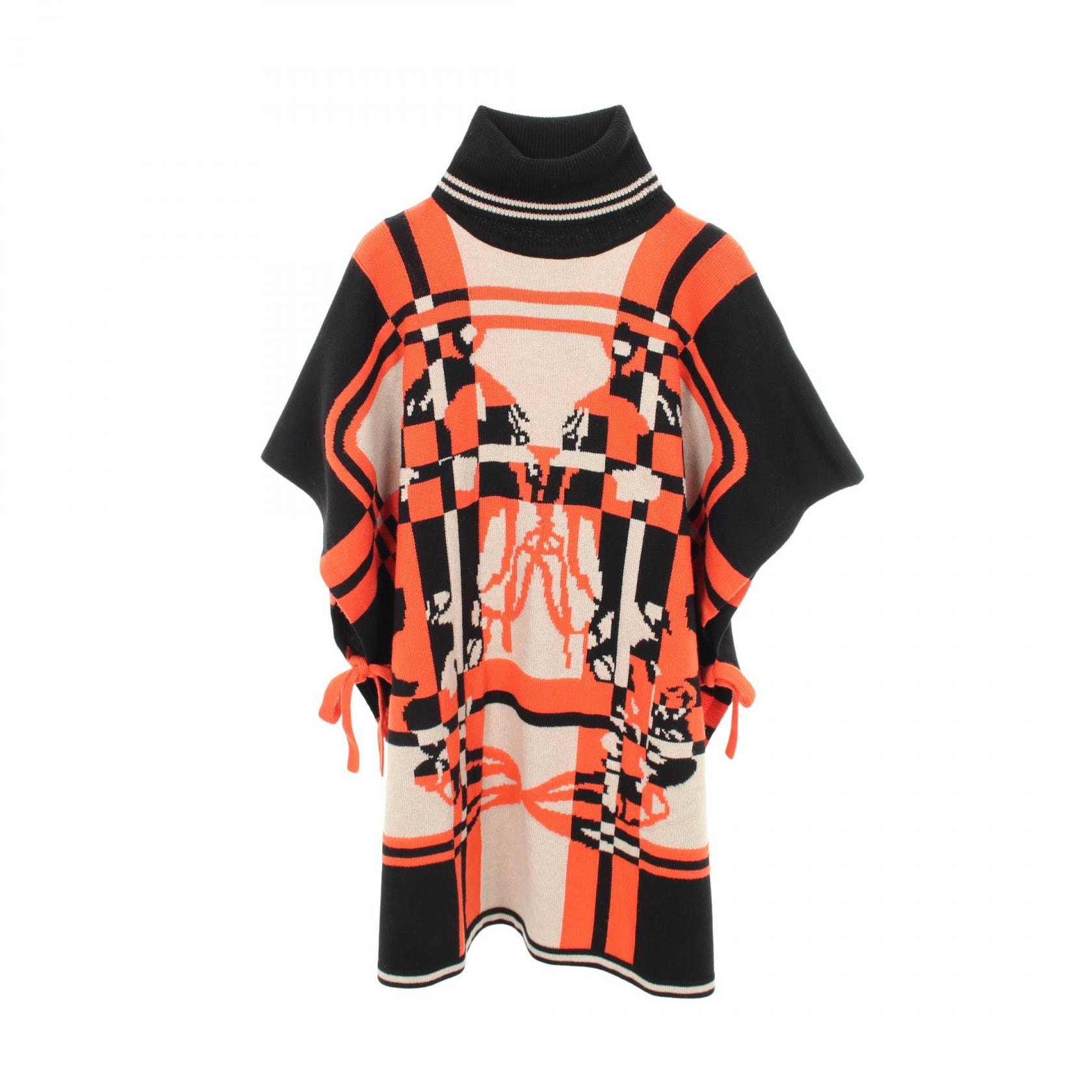 エルメス HERMES BRIDES de GALA Tartan ポンチョ 衣料品 アウター カシミヤ ベージュ レディース ブラック系 / ベージュ系 / レッド系 【中古】
