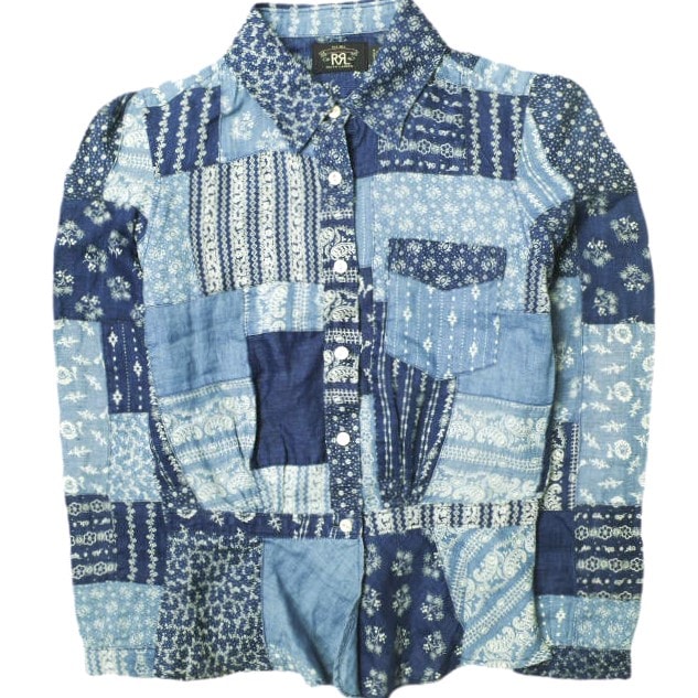 RRL ダブルアールエル バンダナパッチワークリネンシャツ 282879005001 1 インディゴ Double RL 長袖 ペイズリー レディース トップス g16730