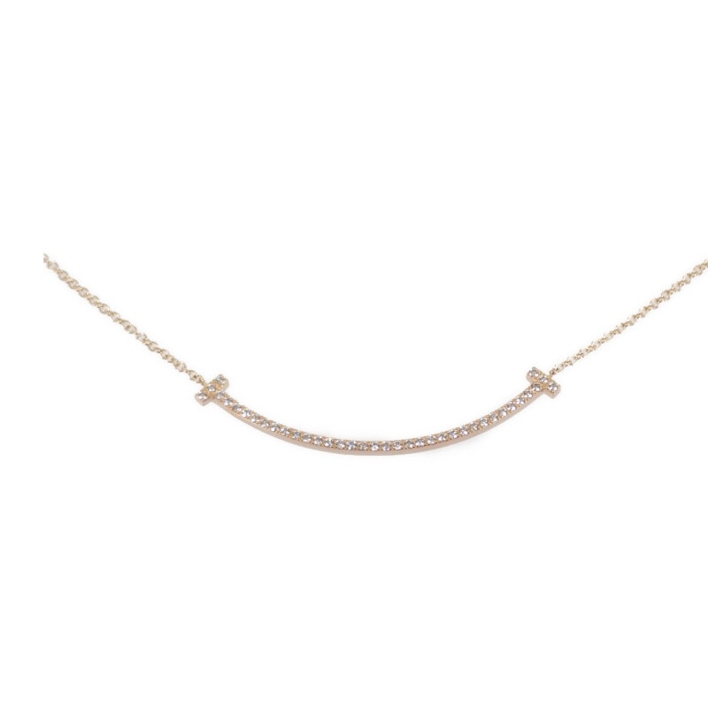 ティファニー TIFFANY&Co. スマイル ペンダント スモール 63058815 ネックレス K18ピンクゴールド ダイヤモンド レディース【中古】【Aランク】