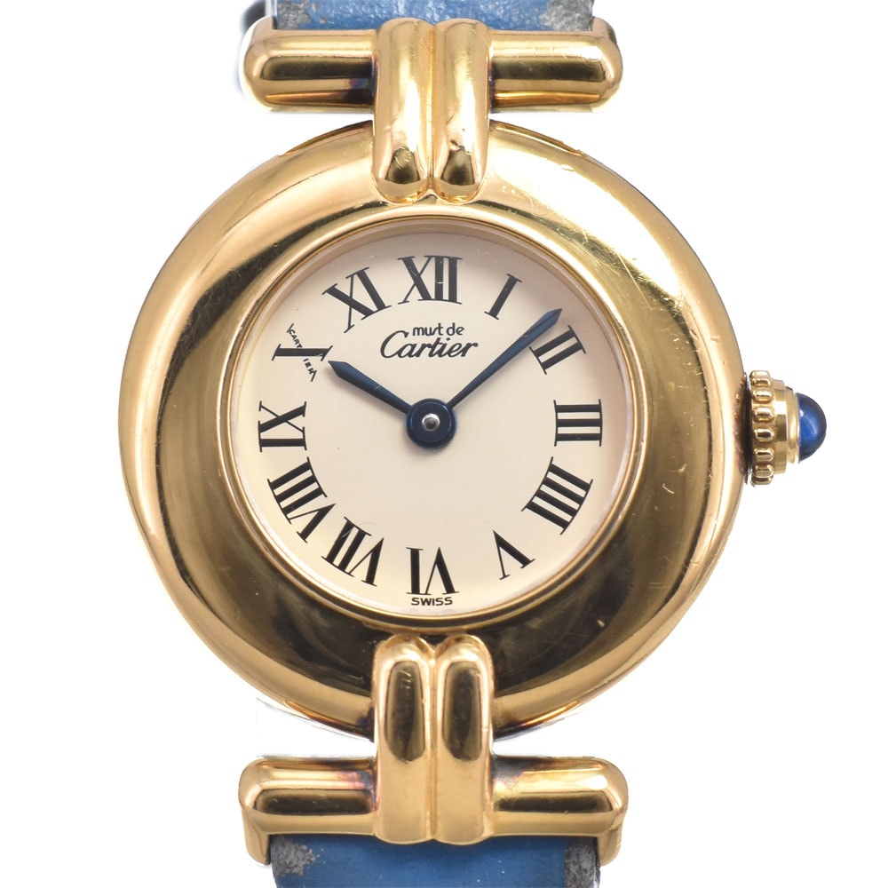 カルティエ CARTIER 590002 マストコリゼ ヴェルメイユ SM アイボリー クォーツ レディース 良品 腕時計 N#151141