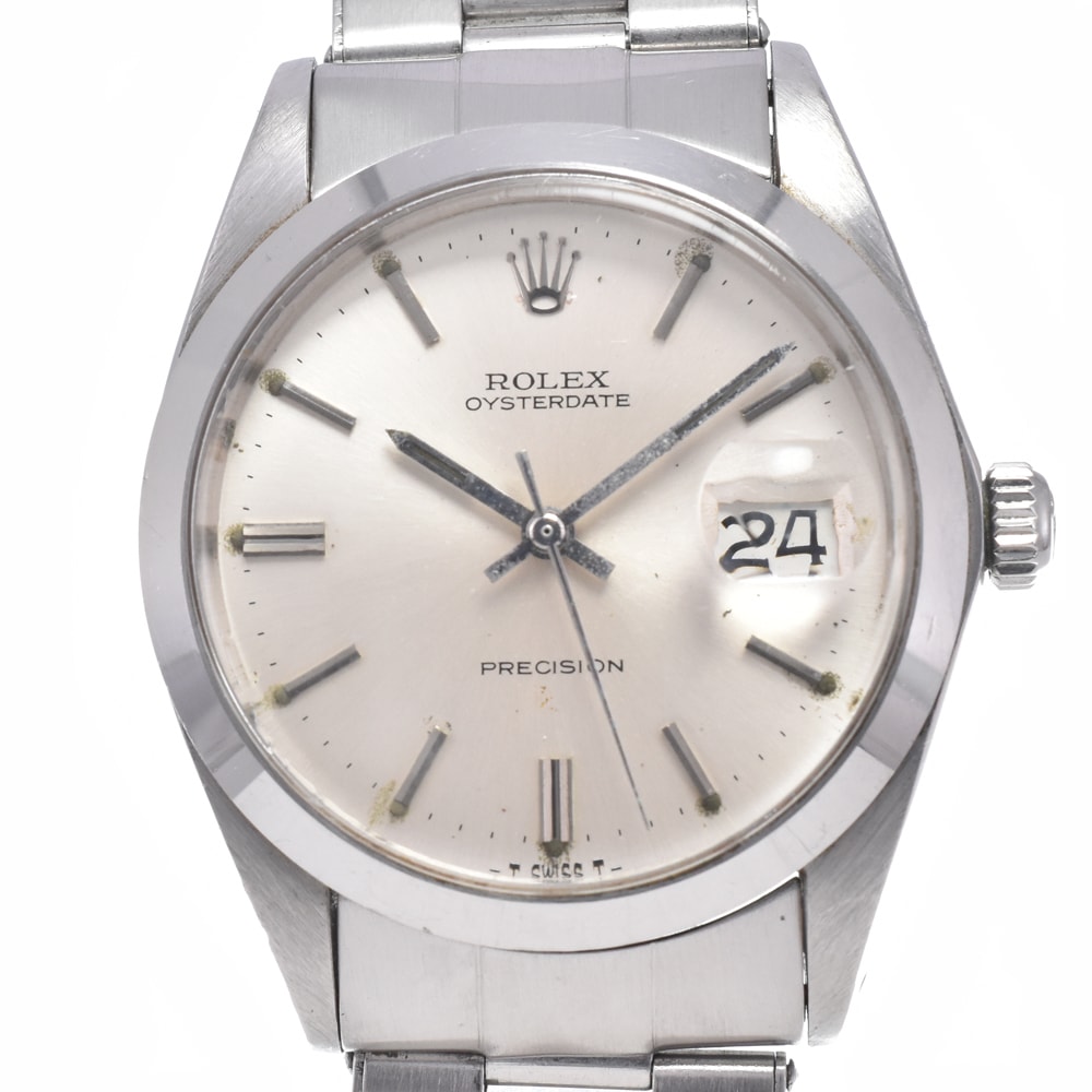 ロレックス ROLEX 6694 ヴィンテージ オイスターデイト プレシジョン Cal.1225 シルバー 手巻き メンズ 良品 腕時計 O#148135