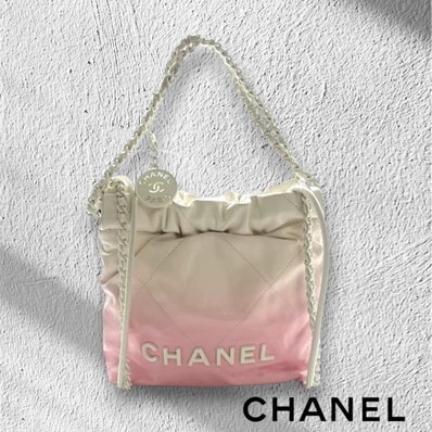 CHANEL シャネル シャネル22 ミニ ハンドバッグ ショルダーバッグ 2WAY ラムスキン ピンク ホワイト ランダムプレート ★美品★