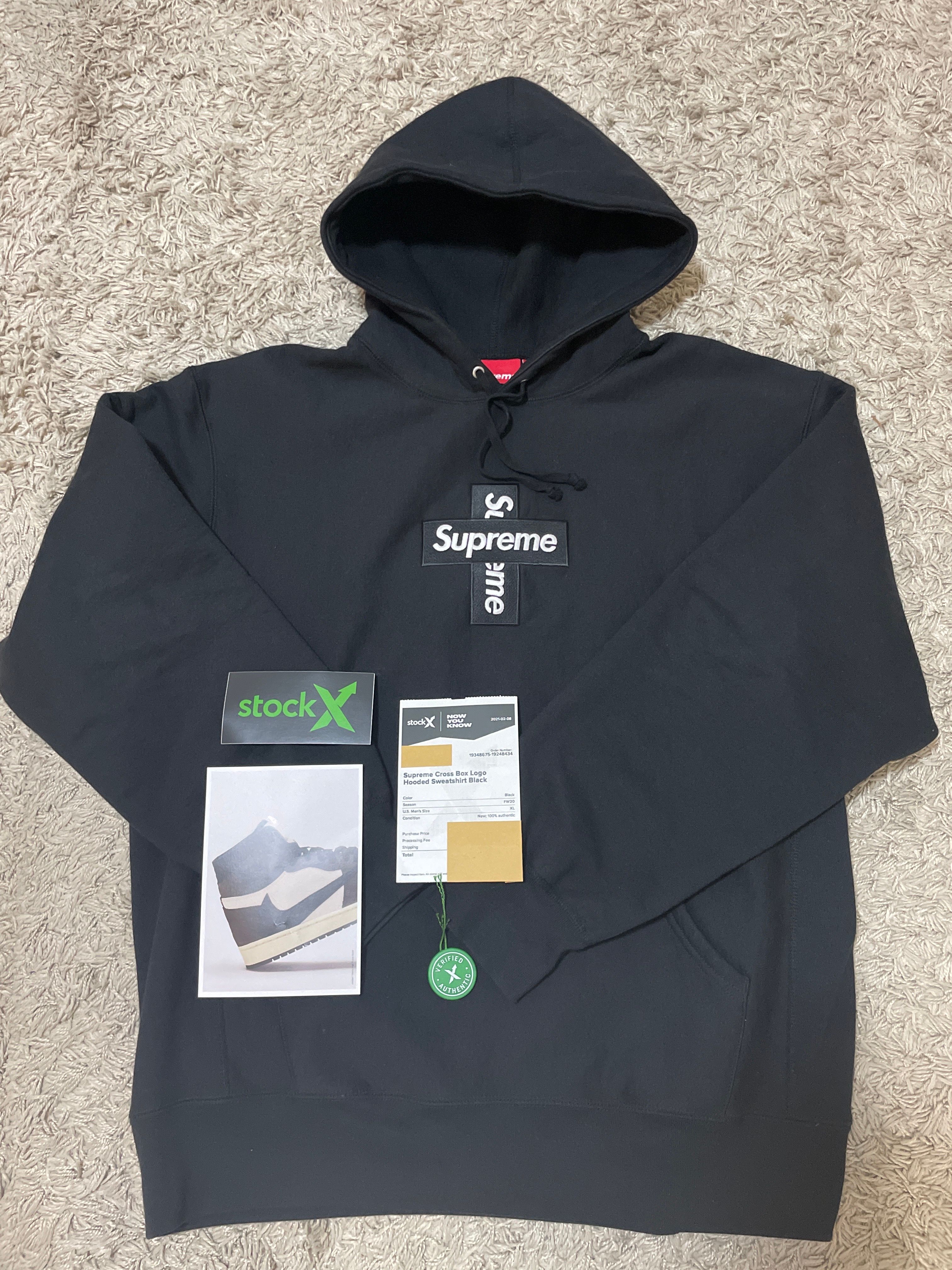 Supreme Cross Box Logo Hooded Sweatshirt "Black"