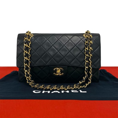 CHANEL シャネル マトラッセ ダブルフラップ ラムスキン ショルダーバッグ ブラック
03018