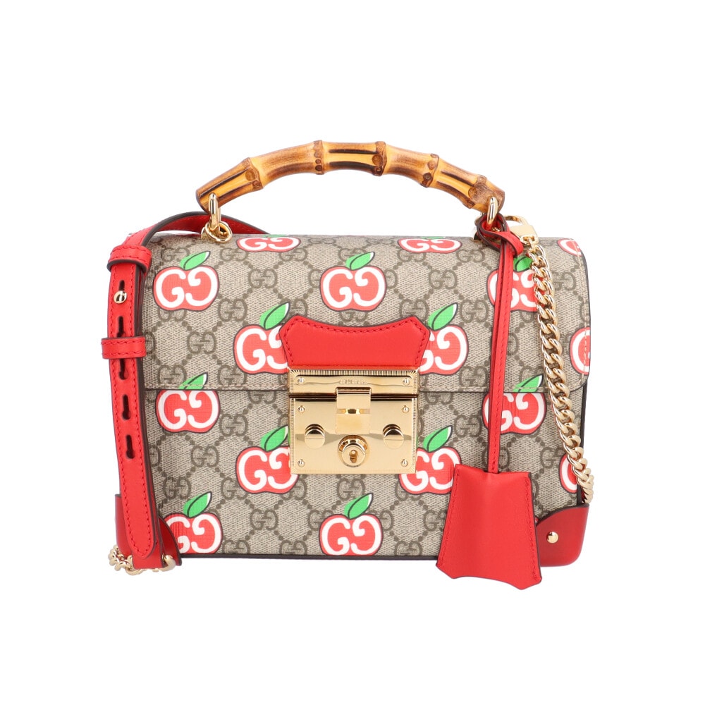 グッチ バンブー GGアップル ショルダーバッグ GGスプリームキャンバス 603221 520981 ブラウン レディース GUCCI  中古