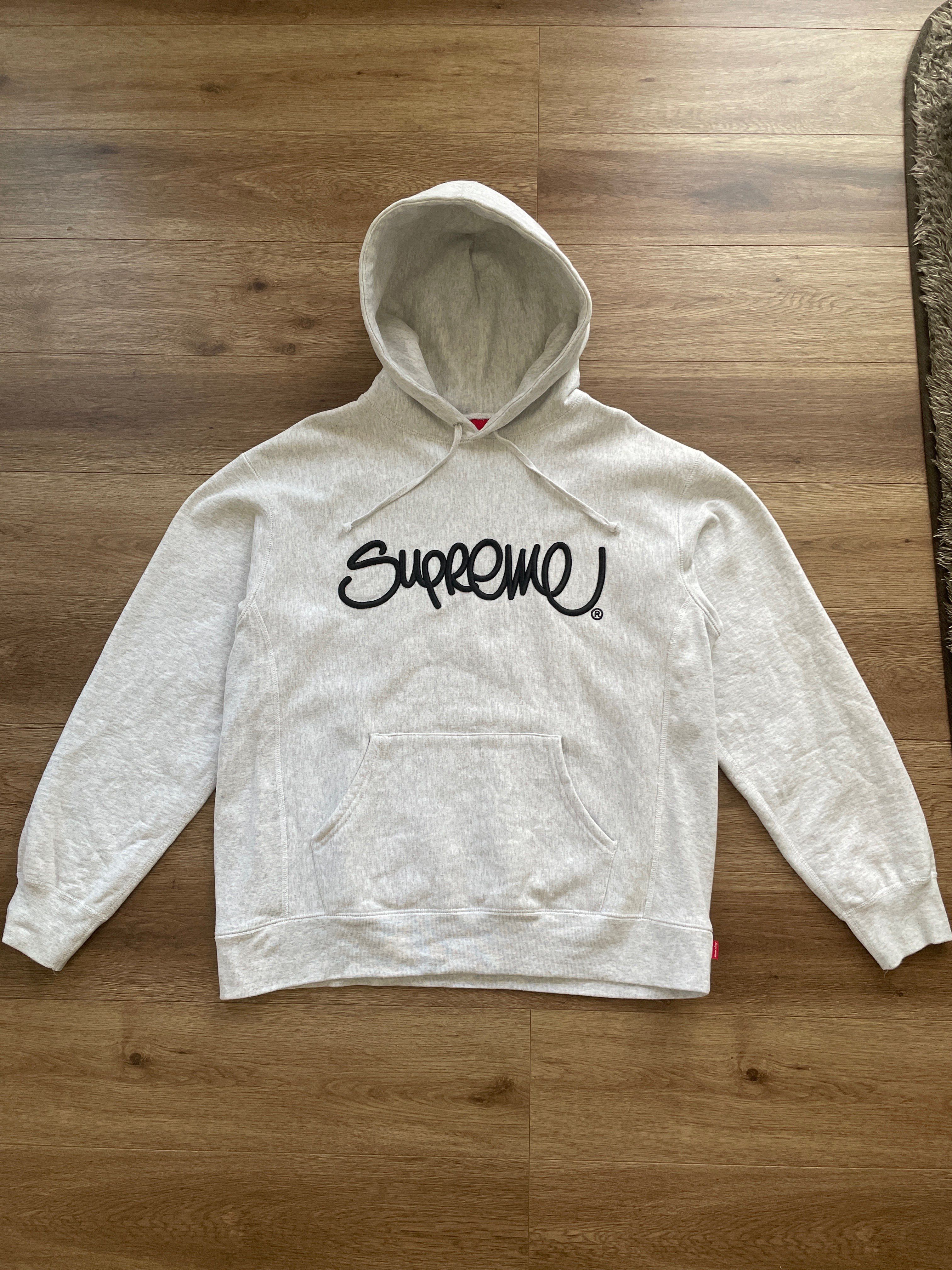 Supreme Raised Handstyle Hooded Sweatshirt "Ash Grey"