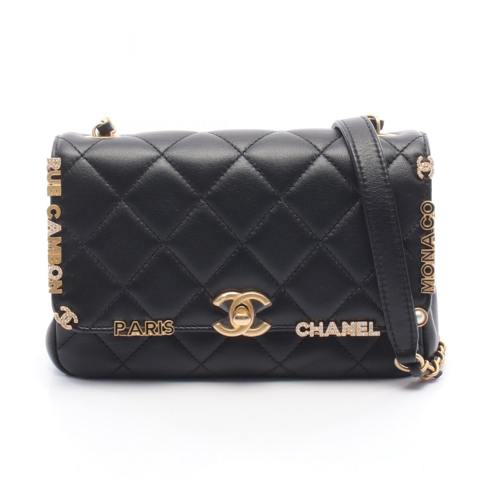 シャネル CHANEL ミニ フラップ バッグ マトラッセ ショルダーバッグ バッグ ラムスキン(羊革) レディース ブラック系 AS3731 【中古】