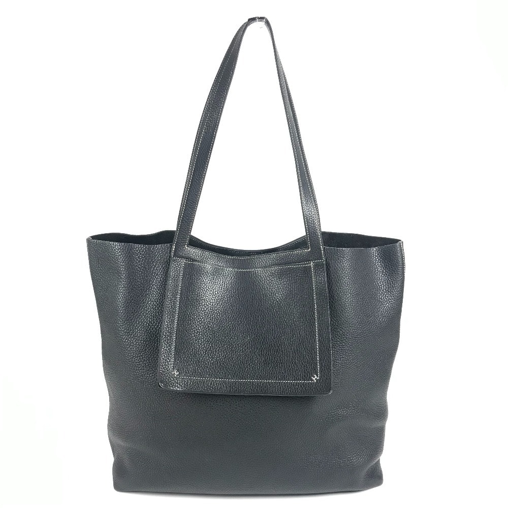 エルメス HERMES カバセリエ46 カバセリエ 46 ステッチ カバン トートバッグ 肩掛け  ショルダーバッグ レザー ブラック