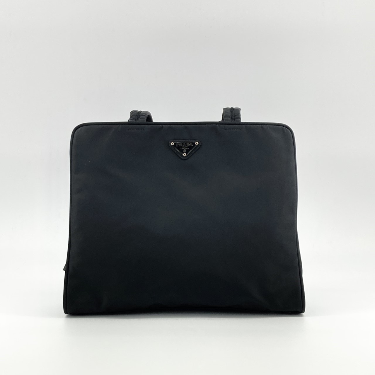 PRADA(プラダ) テスートナイロン 三角ロゴプレート レザー B8497 トートバッグ ブラック
