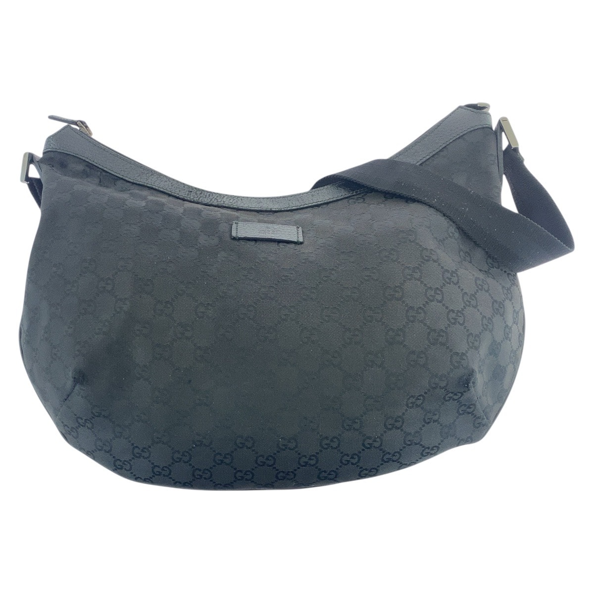 GUCCI グッチ ブラック 黒 シルバー金具 GGキャンバス レザー/ 斜め掛け ショルダーバッグ 602014 【中古】