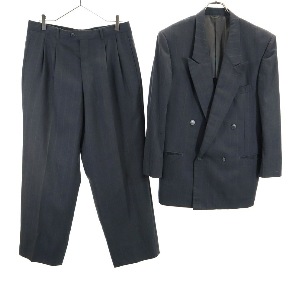 LANVIN ランバン ウール ストライプ柄 ダブル スーツ 上下セットアップ M48-35/M48-35-85 グレー Studio