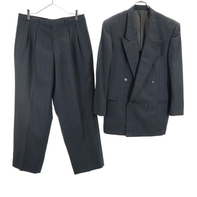 LANVIN ランバン ウール ストライプ柄 ダブル スーツ 上下セットアップ M48-35/M48-35-85 グレー Studio