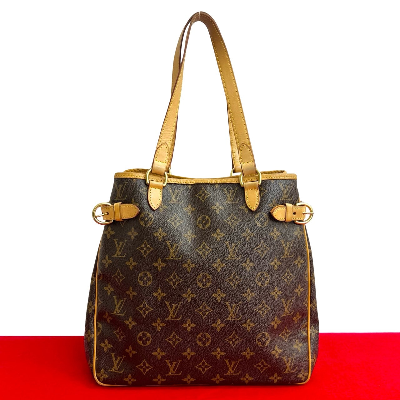 LOUIS VUITTON ルイヴィトン バティニョール ヴェルティカル モノグラム レザー PVC トートバッグ ブラウン
 25197