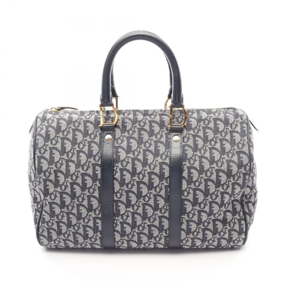 ディオール Dior トロッター トートバッグ バッグ キャンバス レザー レディース グレー系 / ネイビー系 【中古】