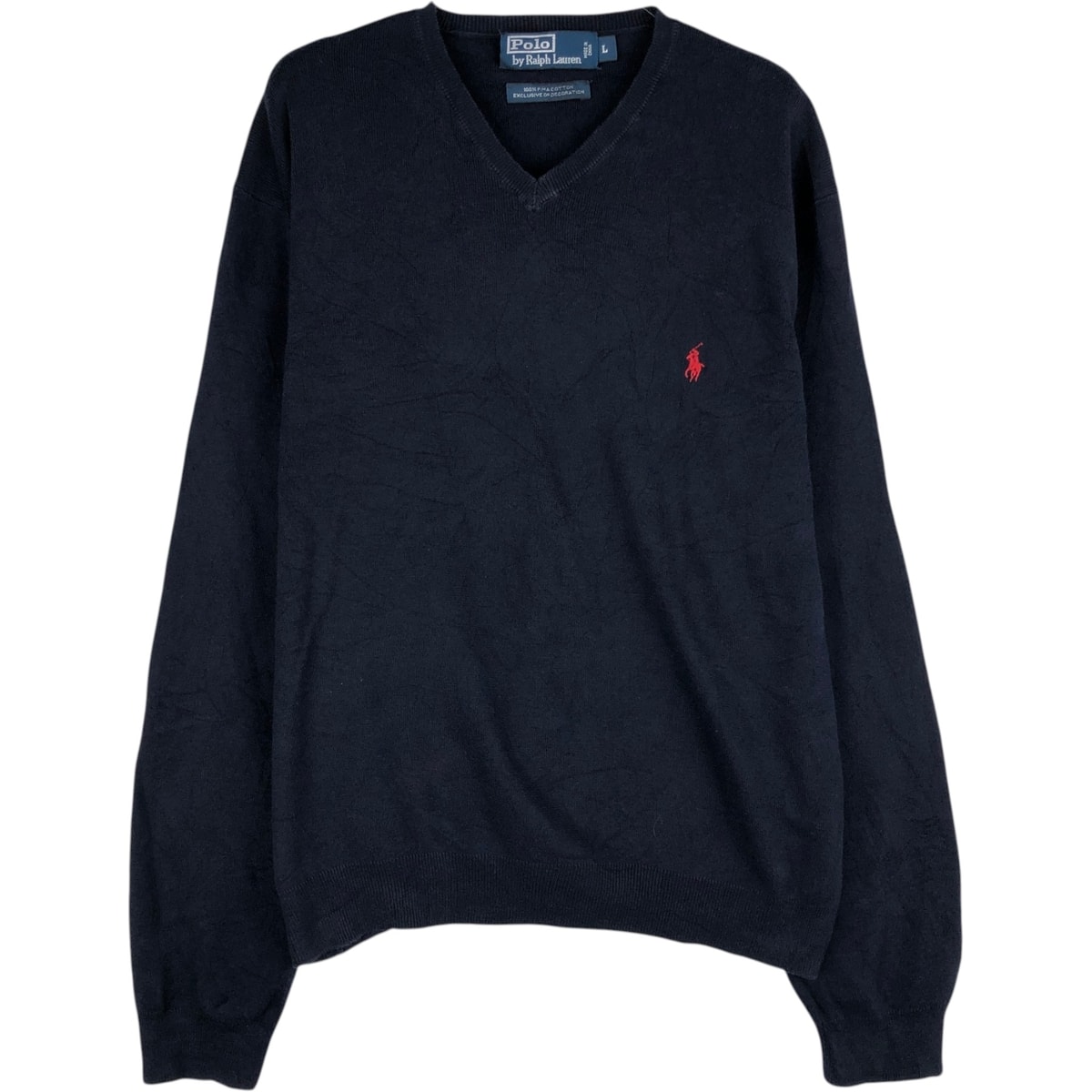 古着 ラルフローレン Ralph Lauren POLO by Ralph Lauren Vネック ピマコットンニットセーター メンズL相当/eaa645891