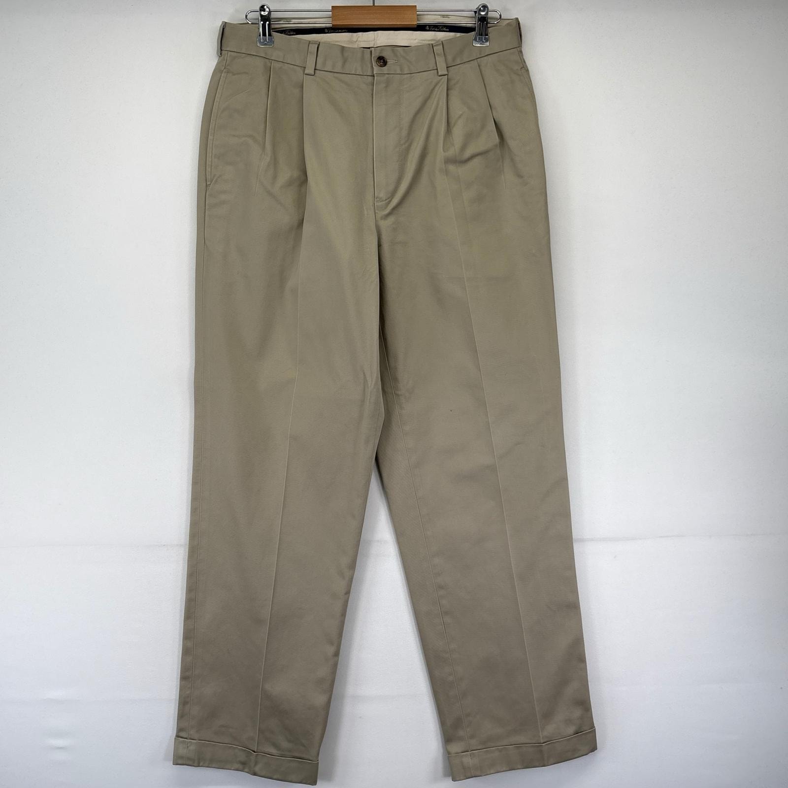 古着 ブルックスブラザーズ Brooks Brothers パンツ チノパン ジップフライ 2タック テーパード W34 L32  ベージュ系 無地 メンズ