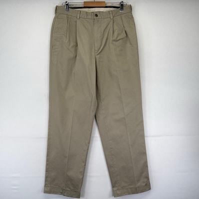 古着 ブルックスブラザーズ Brooks Brothers パンツ チノパン ジップフライ 2タック テーパード W34 L32 ベージュ系 無地 メンズ