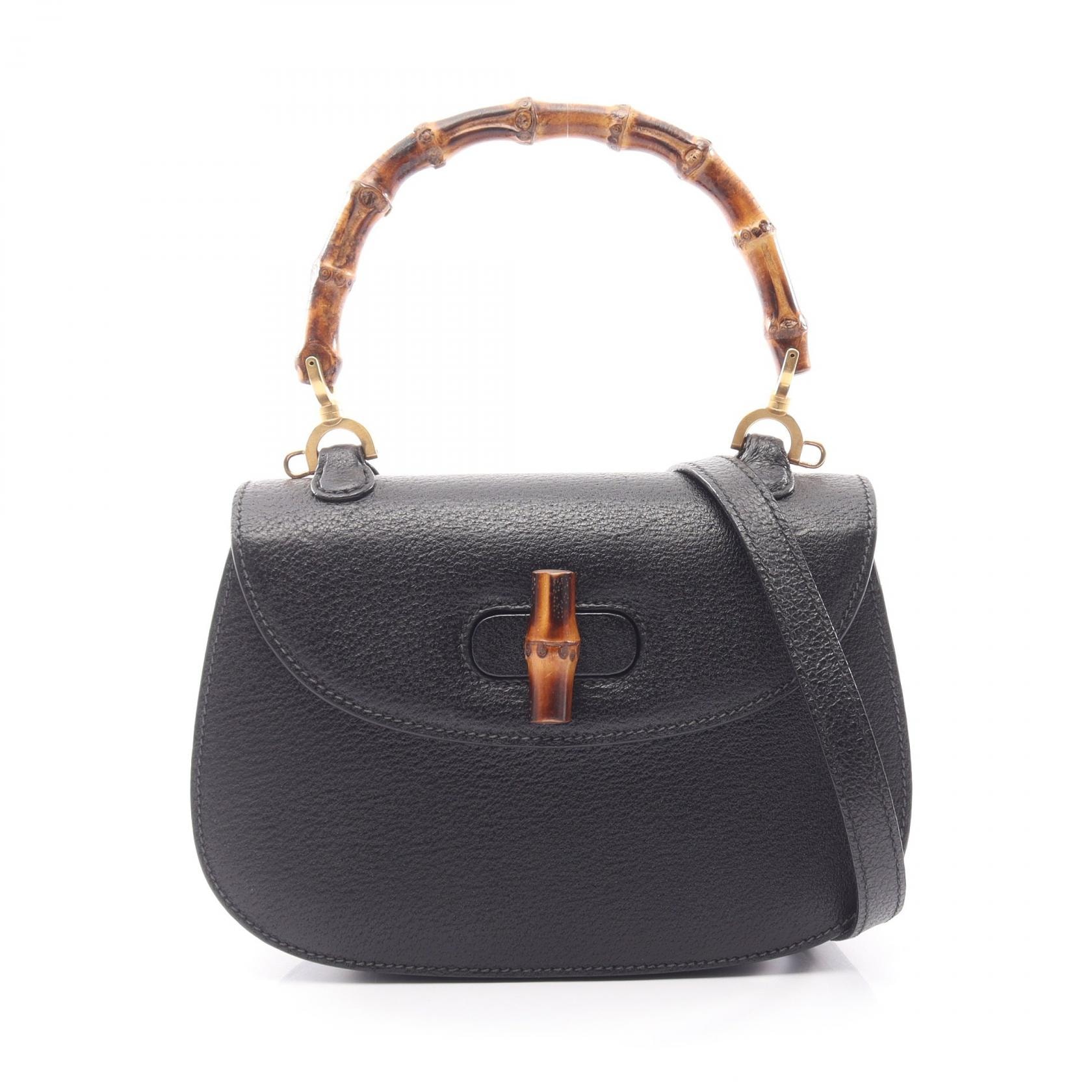 グッチ GUCCI バンブー 2WAY ハンドバッグ バッグ レザー レディース ブラック系 000 1014 【中古】