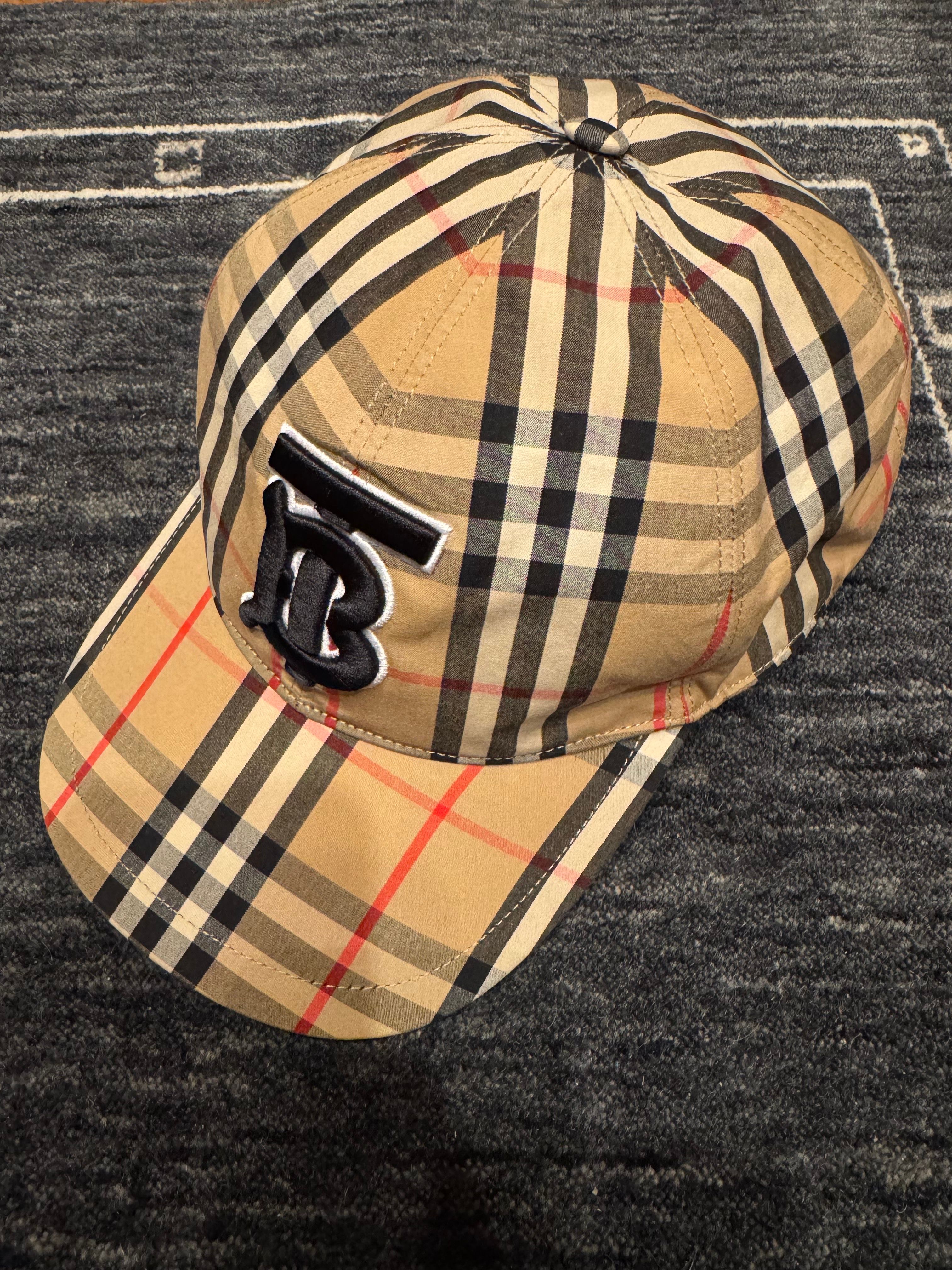 Burberry Monogram Motif Vintage Check Cotton Baseball Cap "Archive Beige"