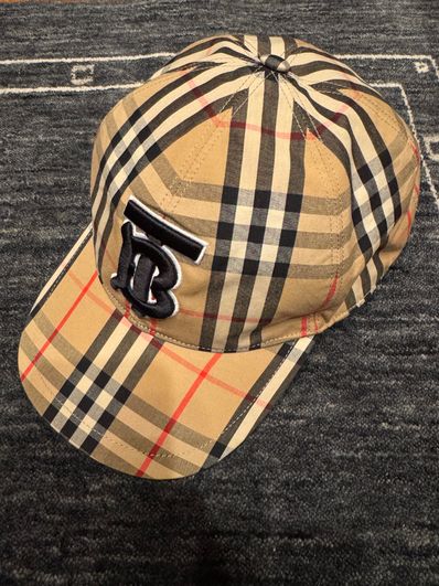 Burberry Monogram Motif Vintage Check Cotton Baseball Cap "Archive Beige"