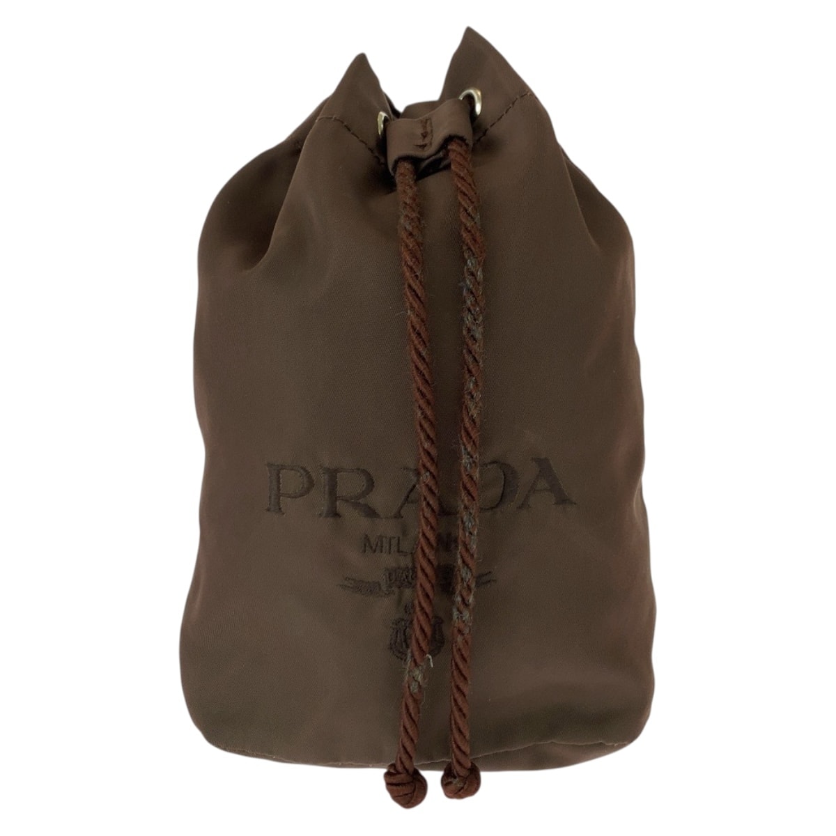 PRADA 巾着　ポーチ　dark brown こげ茶 PRADA プラダ ナイロン 巾着ポーチ ベージュ 13299-202405 | rean