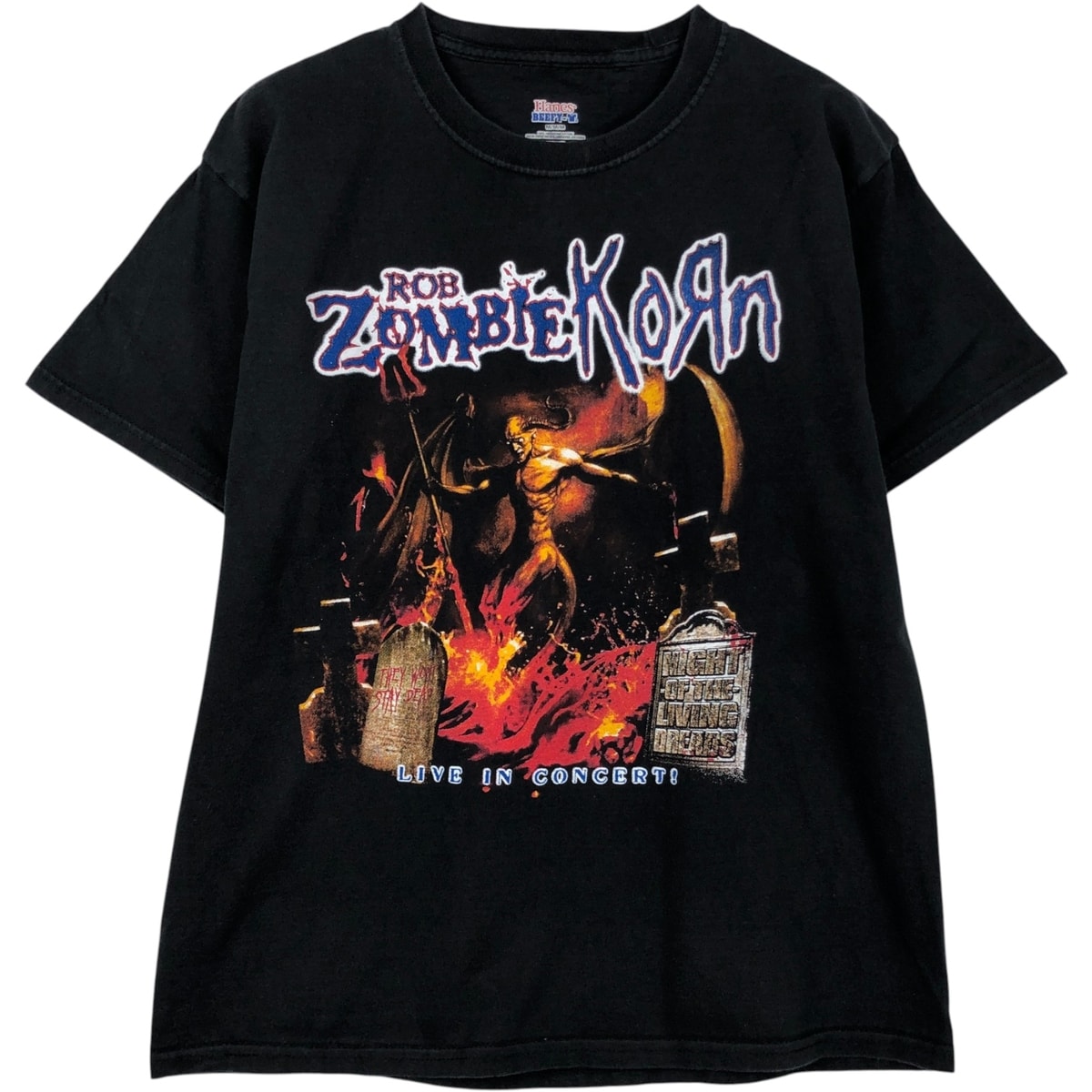 D (傷や汚れあり)】古着 ヘインズ Hanes BEEFY-T Rob Zombie