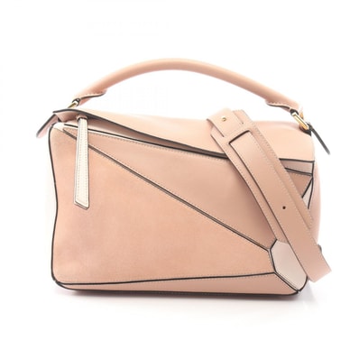 ロエベ LOEWE パズルバッグ ミディアム 2WAY ハンドバッグ バッグ レザー レディース ピンク系 【中古】