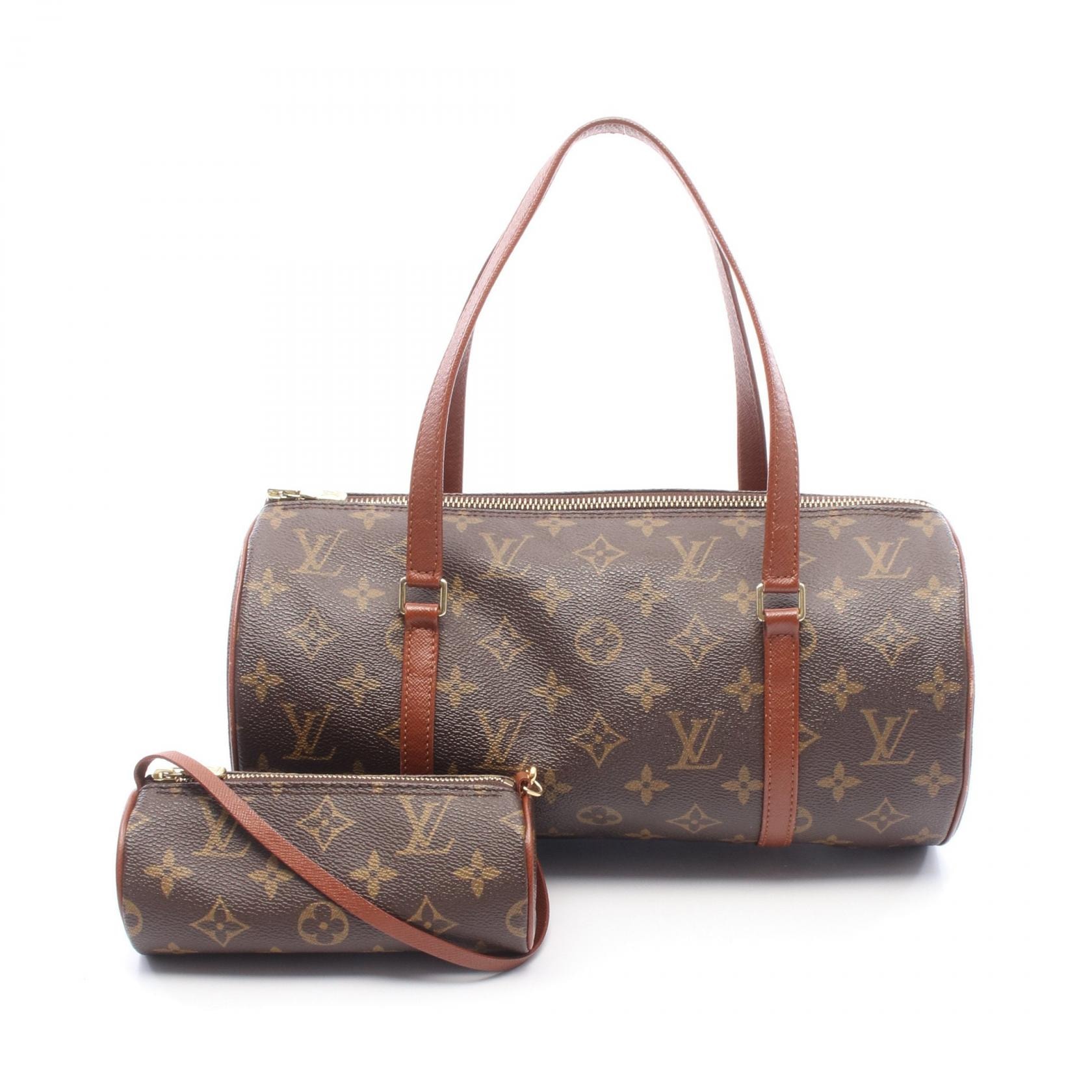 ルイ・ヴィトン LOUIS VUITTON パピヨン30 旧型 ハンドバッグ バッグ PVCコーティングキャンバス レザー モノグラム レディース ブラウン系 M51365 【中古】