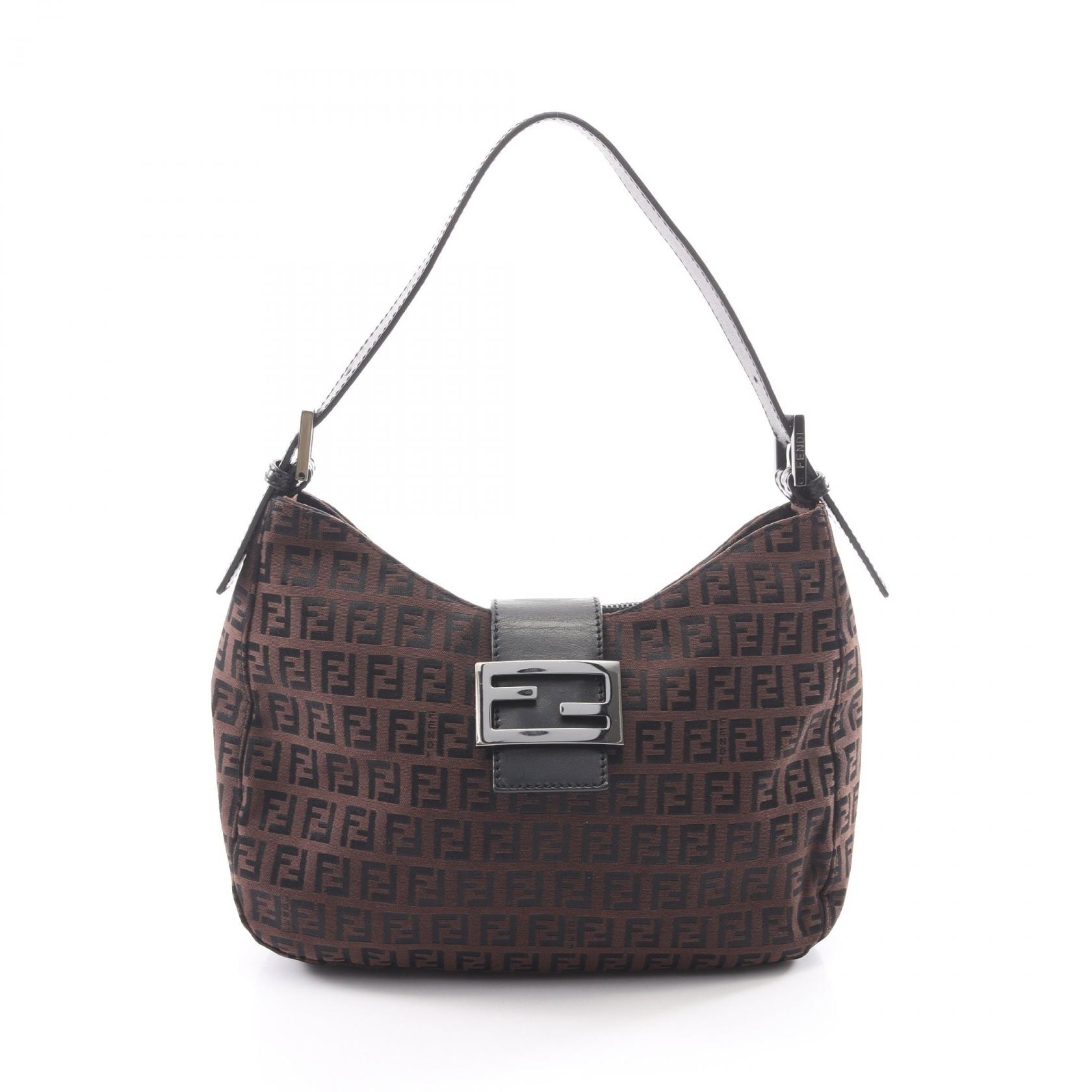 フェンディ FENDI ズッキーノ ショルダーバッグ バッグ キャンバス レザー レディース ブラウン系 / ブラック系 【中古】