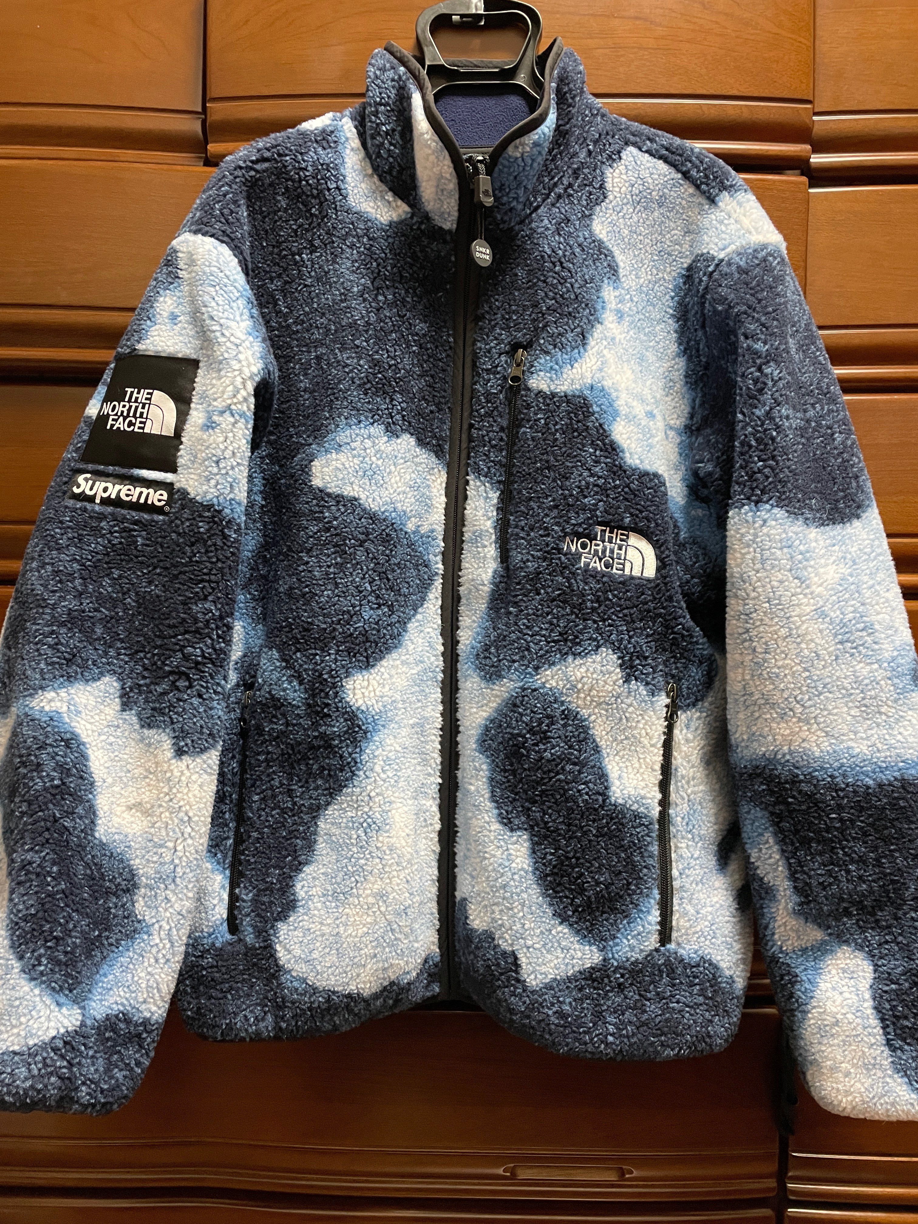 Supreme x The North Face Bleached Denim Print Fleece Jacket "Indigo"