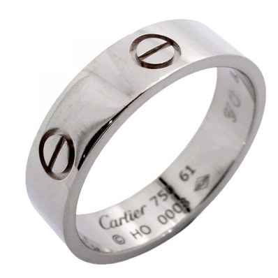 【6jdb0186】カルティエ リング ラブ K18WG ホワイトゴールド #61【中古】メンズ