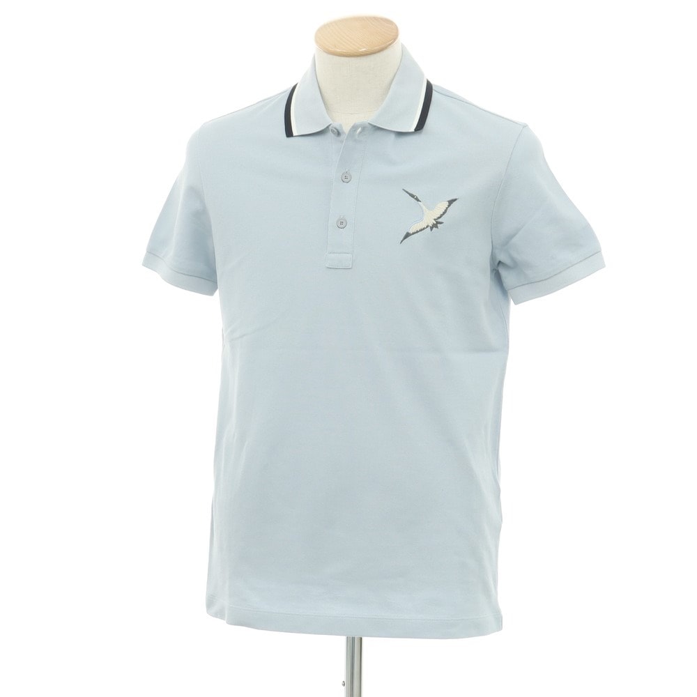 【中古】【未使用】ボッテガヴェネタ BOTTEGAVENETA 鹿の子コットン 半袖ポロシャツ ライトブルー【サイズ44】【メンズ】