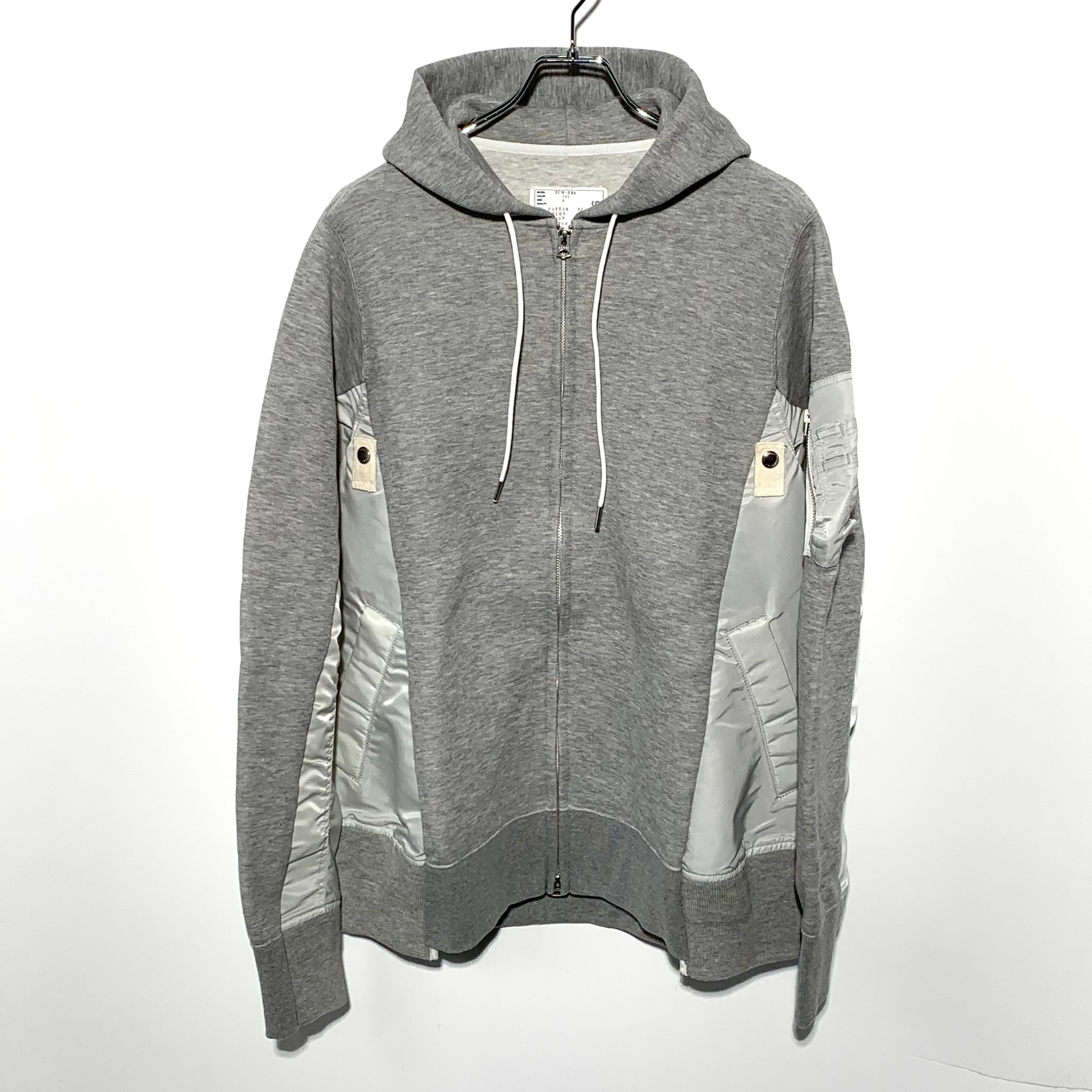 sacai Sponge Sweat MA-1 Zip Hoodie "Grey"