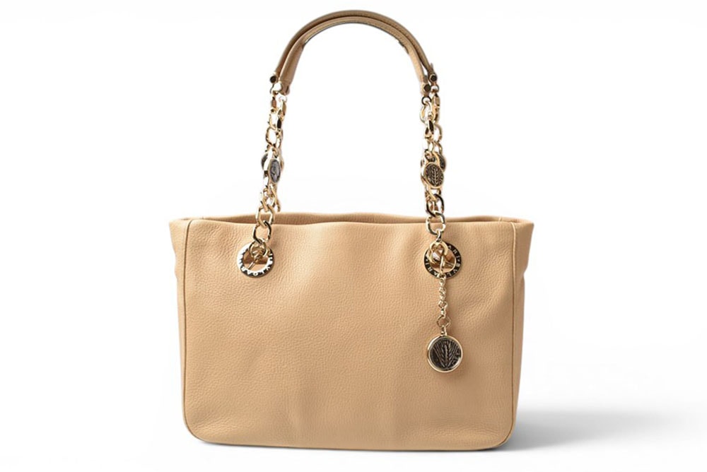 ブルガリ トートバッグ BVLGARI モネーテ レザー チェーントートバッグ ベージュ レディース【中古】