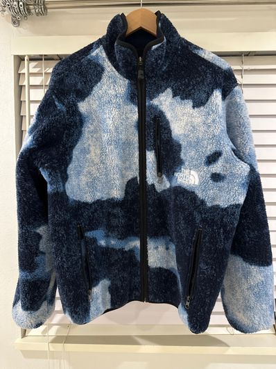 Supreme x The North Face Bleached Denim Print Fleece Jacket "Indigo"