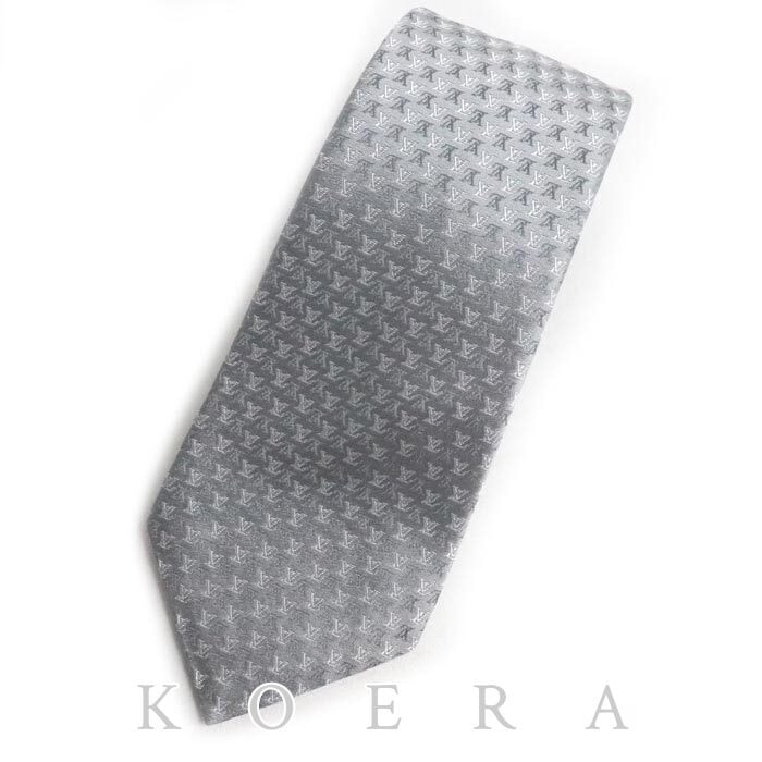 LOUIS VUITTON ルイ・ヴィトン LV インターロック 8cm ネクタイ グレー M98101 MR0226 メンズ【中古】【美品】