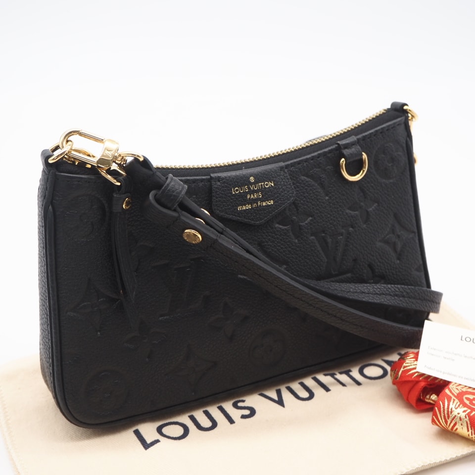 極美品 LOUIS VUITTON ルイ・ヴィトン モノグラム アンプラント イージーポーチ ノワール M80349 ショルダーバッグ ブラック カウハイド レディース