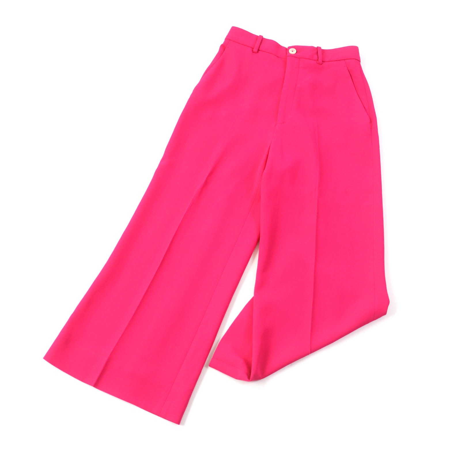 美品 グッチ ウエストフローラル クロップドパンツ ピンク 38 529540