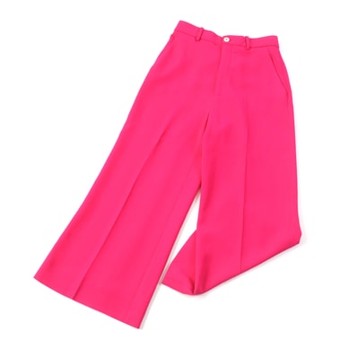 美品 グッチ ウエストフローラル クロップドパンツ ピンク 38 529540