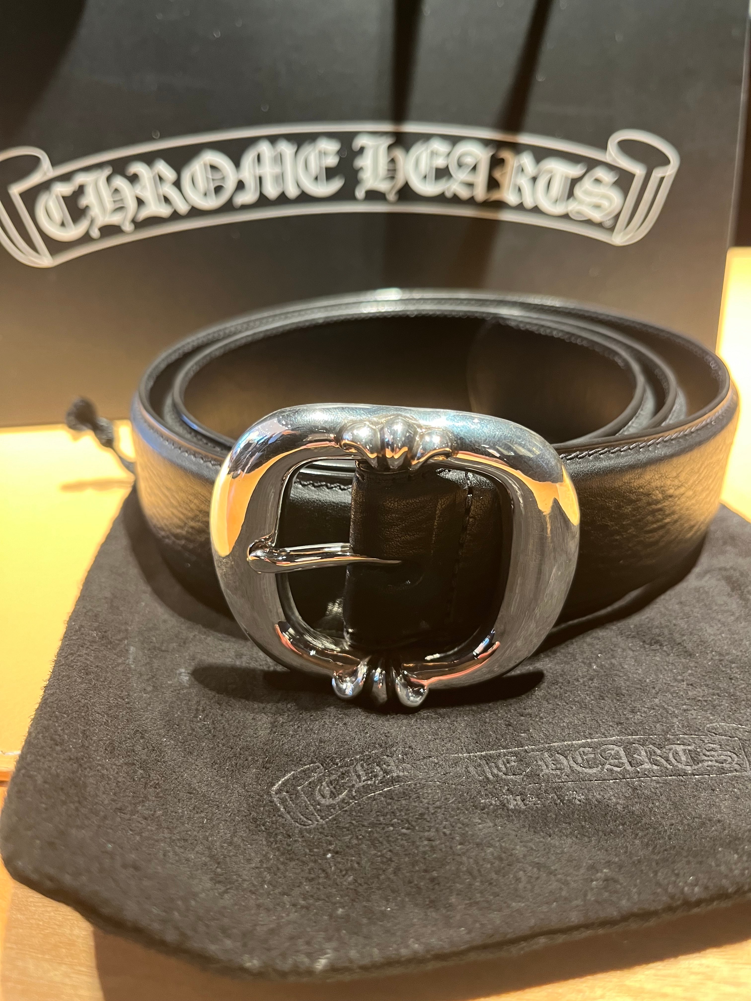 Chrome Hearts 1.5 Gunslinger Leather Belt "Black/Silver"