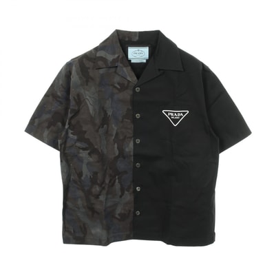 プラダ PRADA ダブルマッチ カモフラージュ ポプリン 衣料品 トップス コットン メンズ ブラック系 / ネイビー系 【中古】