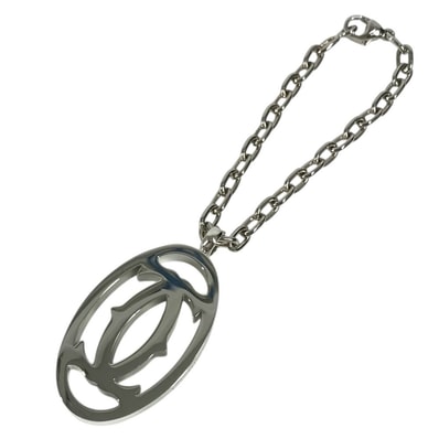 カルティエ CARTIER 2Cデコール チャーム ロゴ T1220148 チャーム キーホルダー ネックレス チョーカー チェーンネックレス アクセサリー ペンダントトップ メタル シルバー 美品